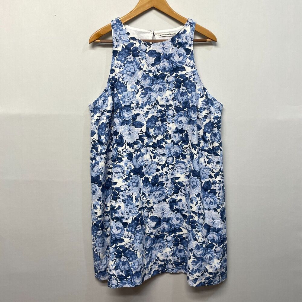 NWT Abercrombie & Fitch Women Linen Blend Floral Dress XLT X-Large Tall B368 -29